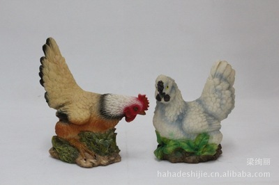田園風(fēng)情 樹脂家禽公雞母雞擺設(shè)工藝品4936詳解
