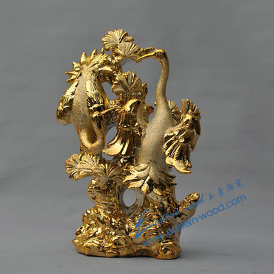 吉祥鶴 陶瓷鍍金家居工藝品，工廠直銷的高端節日禮品
